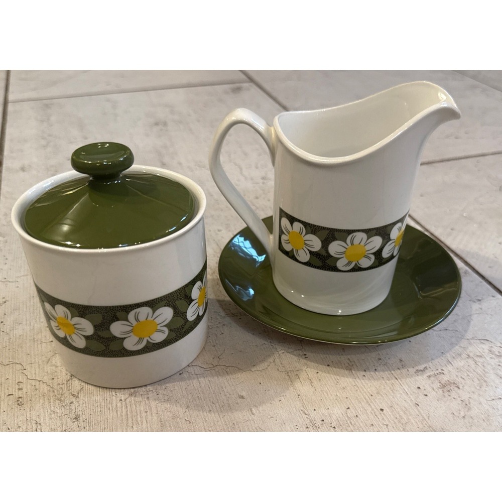 Johnson Brothers Cream, Lid, Sugar & Saucer - Made in England IRONSTONE-MCM-Rare